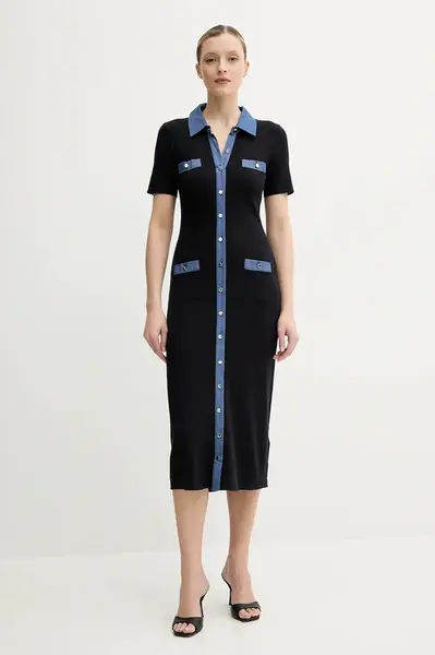 Šaty Morgan RMSISSI tmavomodrá barva, midi, přiléhavé, RMSISSI