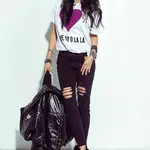 Black classic jeans with numerous abrasions By o la la