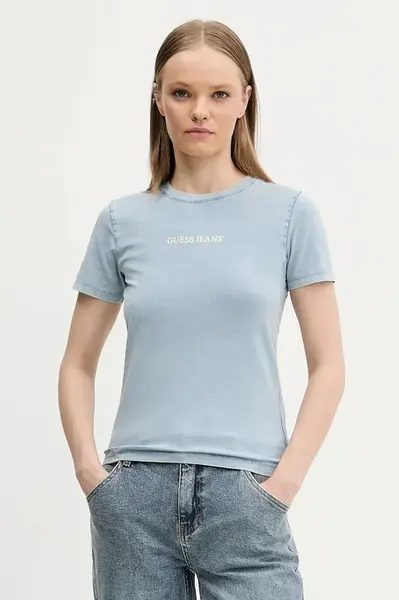 Bavlněné tričko Guess Jeans modrá barva, W5GI41 KCTL1