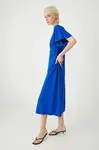 Šaty s příměsí lnu Medicine modrá barva, midi