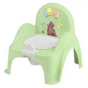 Tega Baby Dětský nočník s melodií a víkem, ergonomický - Medvídek v zelené