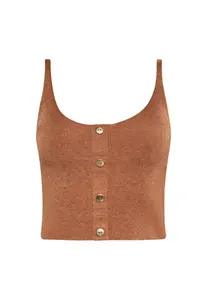 faina Vyšívaný top  karamelová