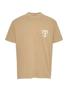 Tommy Jeans Tričko  béžová / biela