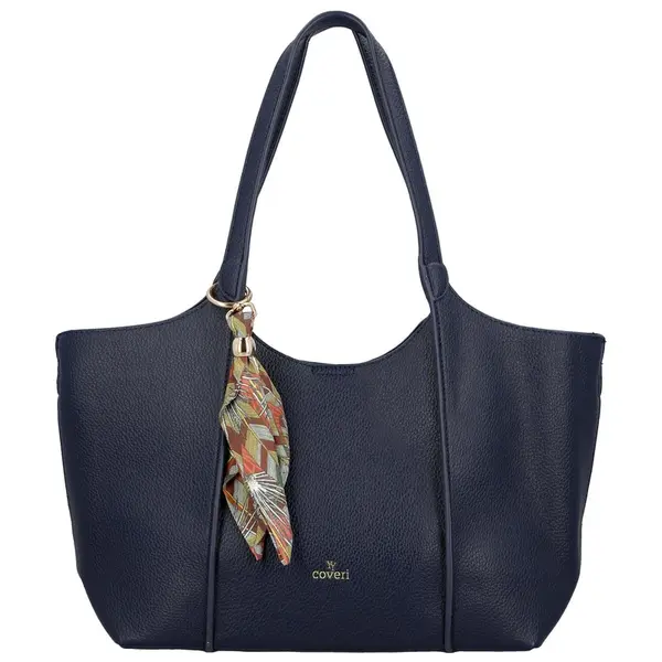 Moderní dámská koženková kabelka na rameno Olga, tmavě modrá