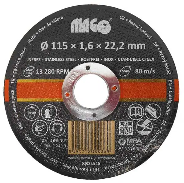 Kotouč řezný na nerez 115 x 1,6 x 22,2 mm MAGG