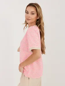 Dámský béžový T-shirt z bavlny