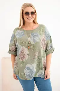 Kesi dámska blúzka Plus Size s kvetinovým vzorom