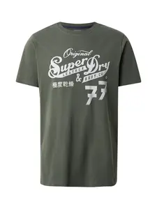 Superdry & Co Tričko 'Leather & Boot'  svetlosivá / olivová