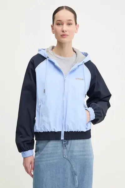 Bunda Guess Jeans dámská, modrá barva, přechodná, W5RL44 WGYL2