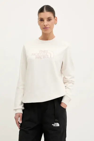 Mikina The North Face Drew Peak Light dámská, béžová barva, s aplikací, NF0A8C1EATW1