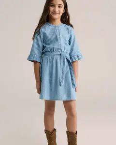 WE Fashion Šaty  dymovo modrá / biela