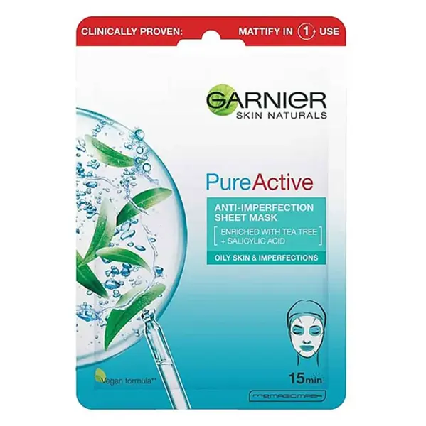 GARNIER Skin Naturals Pure Active Textilná maska Tea Tree 28 g