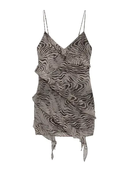 Pull&Bear Letné šaty  kapučíno / čierna