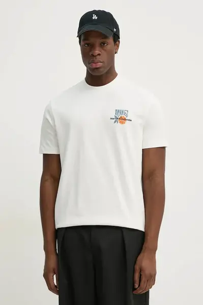 Bavlněné tričko Marc O'Polo béžová barva, s potiskem, 5000005973