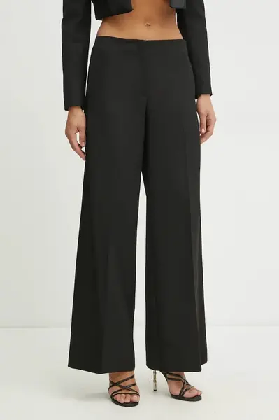 Kalhoty s příměsí vlny Pinko dámské, černá barva, jednoduché, high waist, 104667 A2CN