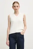 Bavlněná vesta Barbour Hartland béžová barva, LKN1637WH71