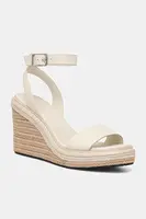 Kožené sandály Calvin Klein WEDGE SANDAL 70 - HE béžová barva, HW0HW02376