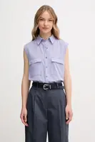 Bavlněná košile Calvin Klein fialová barva, regular, s klasickým límcem, K20K208224