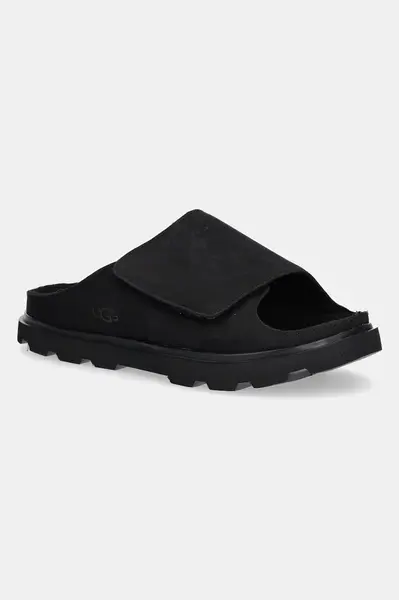 Nubukové pantofle UGG Solano Slide černá barva, 1167651-BLK