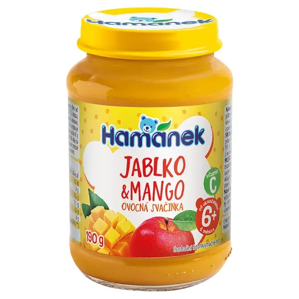 HAMÁNEK Kojenecká výživa ovocná svačinka mango a jablko 6m+ 190 g