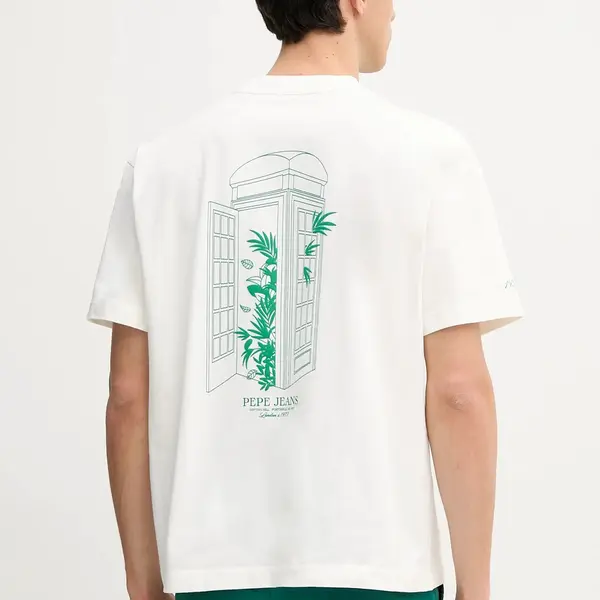 Bavlněné tričko Pepe Jeans DOMINIC TEE bílá barva, s potiskem, PM509764