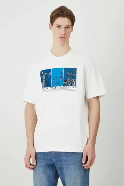 Bavlněné tričko Medicine pánské, bílá barva