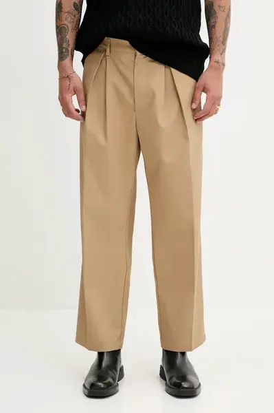 Kalhoty Fiorucci Beige Logo Embroidered Chino Trousers