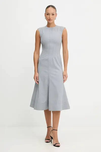 Šaty z vlněné směsi Karl Lagerfeld šedá barva, midi, A3W13034