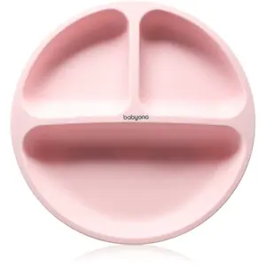 BabyOno Siilicone Plate 6m+ dělený talíř s přísavkou Pink 1 ks