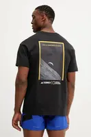 Sportovní triko adidas TERREX x National Geographic pánské, černá barva, JD5957