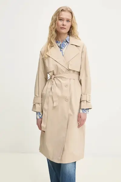 Trench kabát Answear.LAB dámský, béžová barva, přechodný