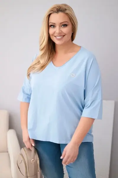 Kesi Włoski dámská oversize halenka s výstřihem V modrá