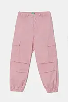 Dětské kalhoty United Colors of Benetton růžová barva, hladké, 4L2VCF046