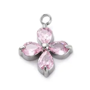 304 Stainless Steel Micro Pave Cubic Zirconia Pendants