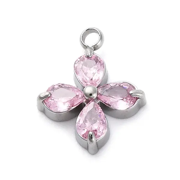 304 Stainless Steel Micro Pave Cubic Zirconia Pendants