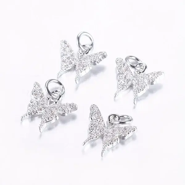 Long-Lasting Plated Brass Micro Pave Cubic Zirconia Charms