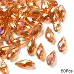 50Pcs Electroplate Glass Faceted Teardrop Beads