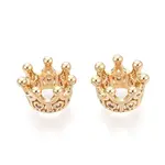 Brass Micro Pave Clear Cubic Zirconia Beads