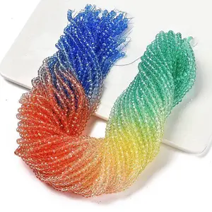 Transparent Painted Glass Beads Strands