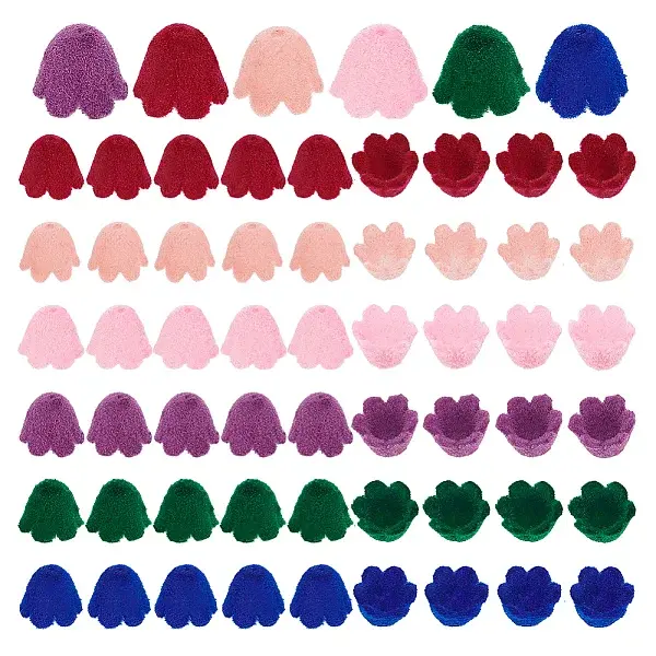 60Pcs 6 Colors Flocky Acrylic Beads