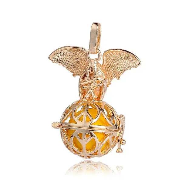 Golden Plated Brass Hollow Round Cage Pendants