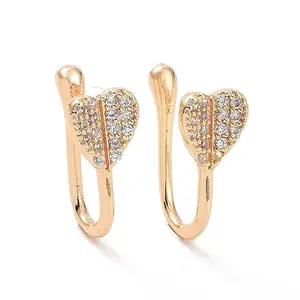 Clear Cubic Zirconia Heart Cuff Earrings