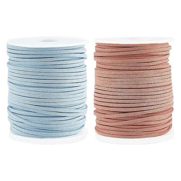 2 Rolls 2 Colors Flat Faux Suede Cord