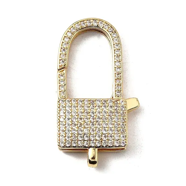 Brass Clear Cubic Zirconia Lobster Claw Clasps