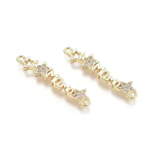 Brass Micro Pave Clear Cubic Zirconia Links connectors