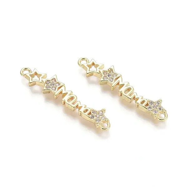 Brass Micro Pave Clear Cubic Zirconia Links connectors