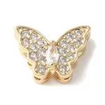 Brass Micro Pave Cubic Zirconia Beads