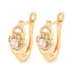 Brass Micro Pave Clear Cubic Zirconia Hoop Earrings