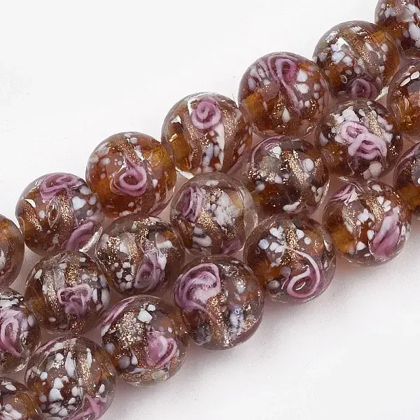 Handmade Gold Sand Lampwork Beads
