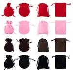 24Pcs 8 Styles Gourd & Rectangle Velvet Drawstring Packing Bags